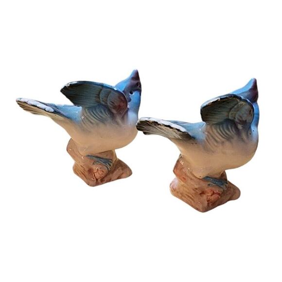Vintage Japan Blue Jay Bird Novelty Salt and Pepper Shaker Set - Picture 2 of 4